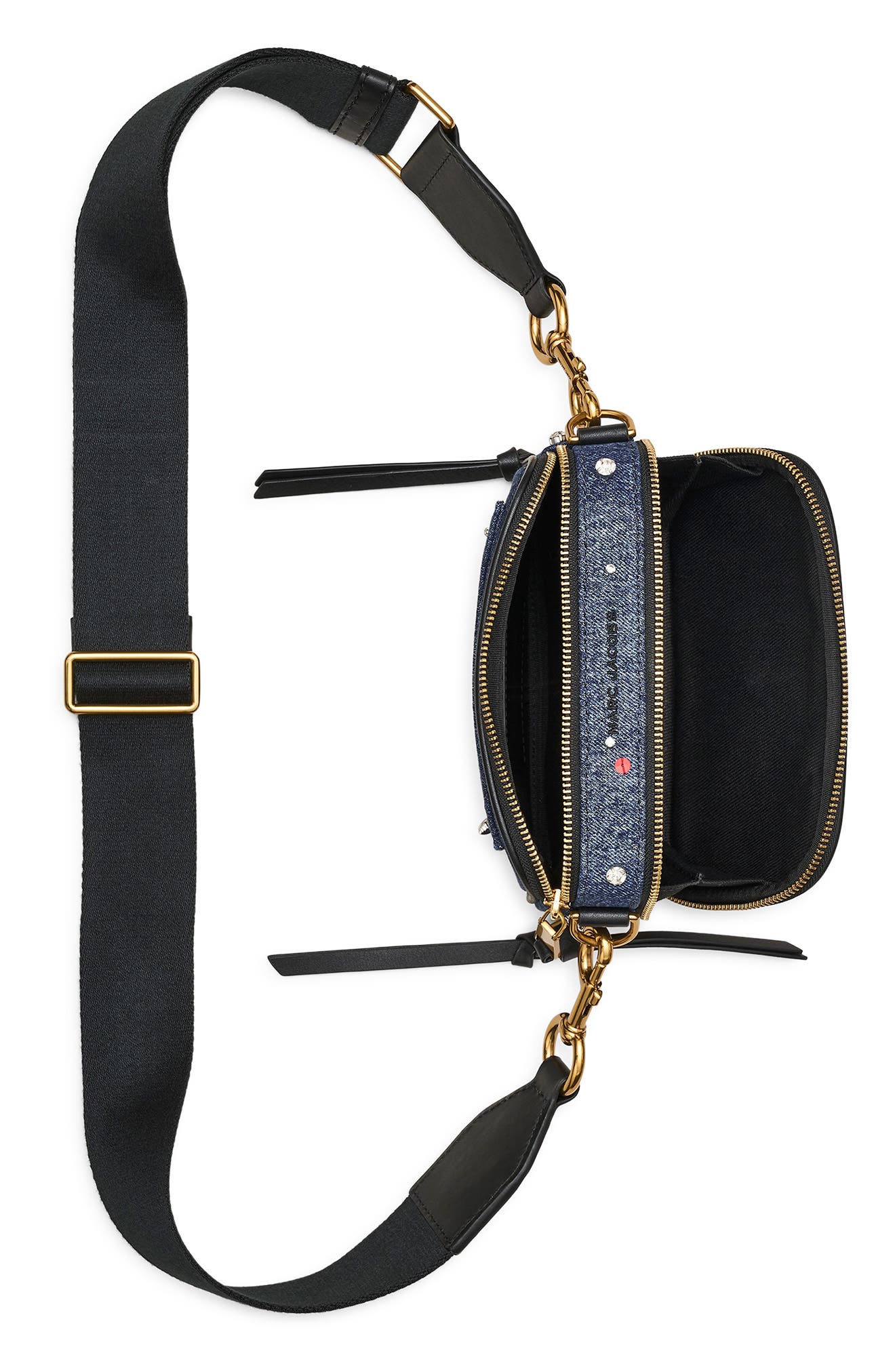 Marc Jacobs The Trinket Charm Denim Snapshot Bag, Alternate, color, Medium Wash Multi