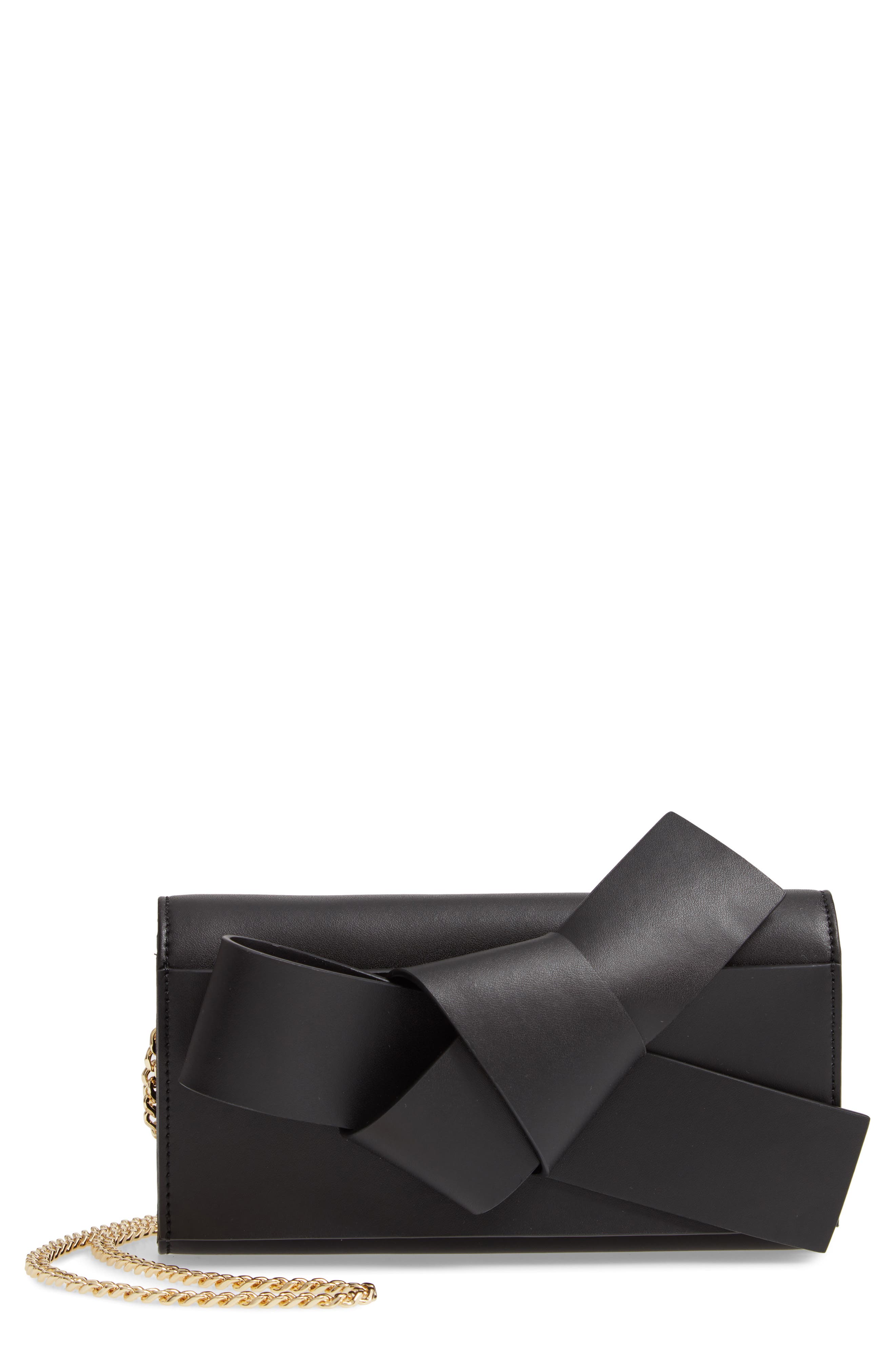 Knot Detail Wallet on a Chain, Main, color, BLACK