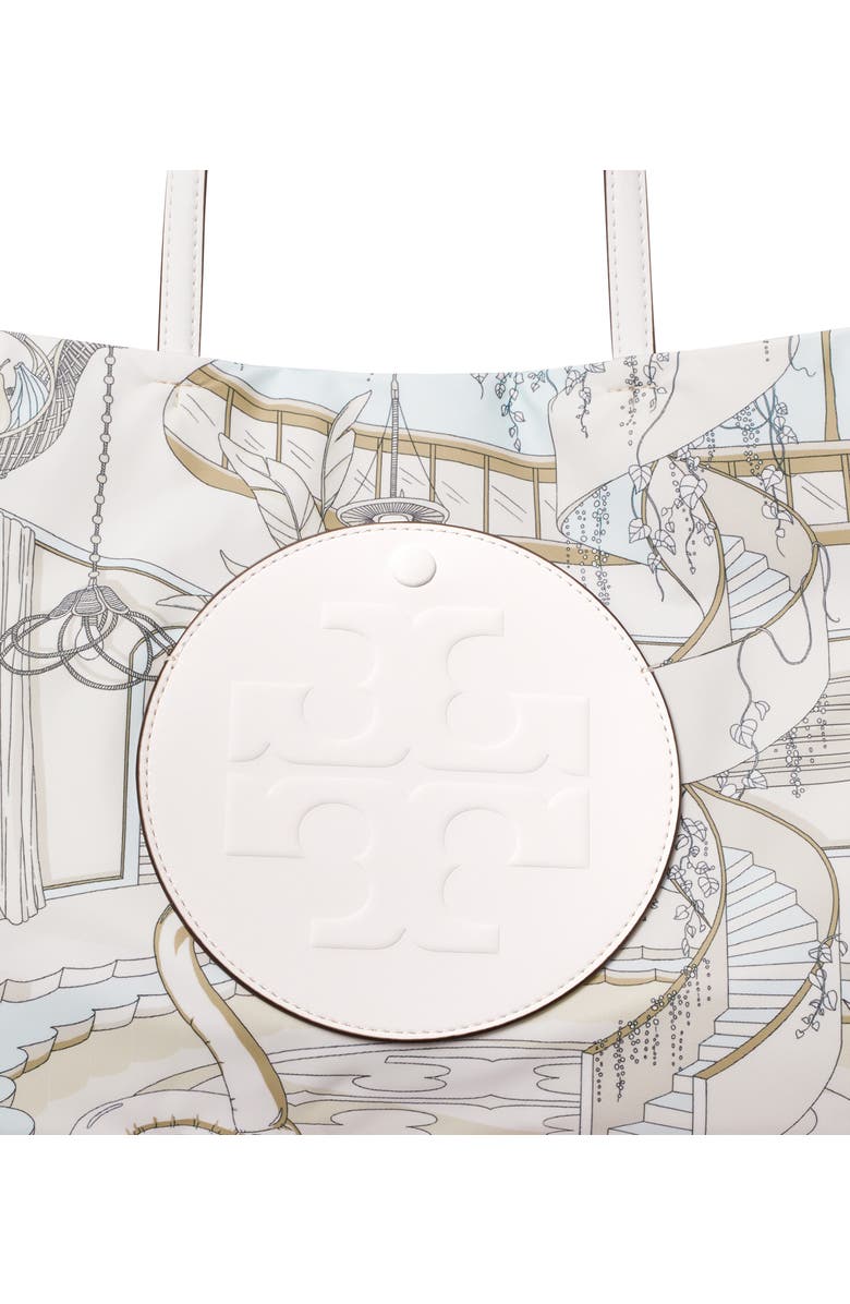 Tory Burch Small Ella Print Tote, Alternate, color, The Pool Beige