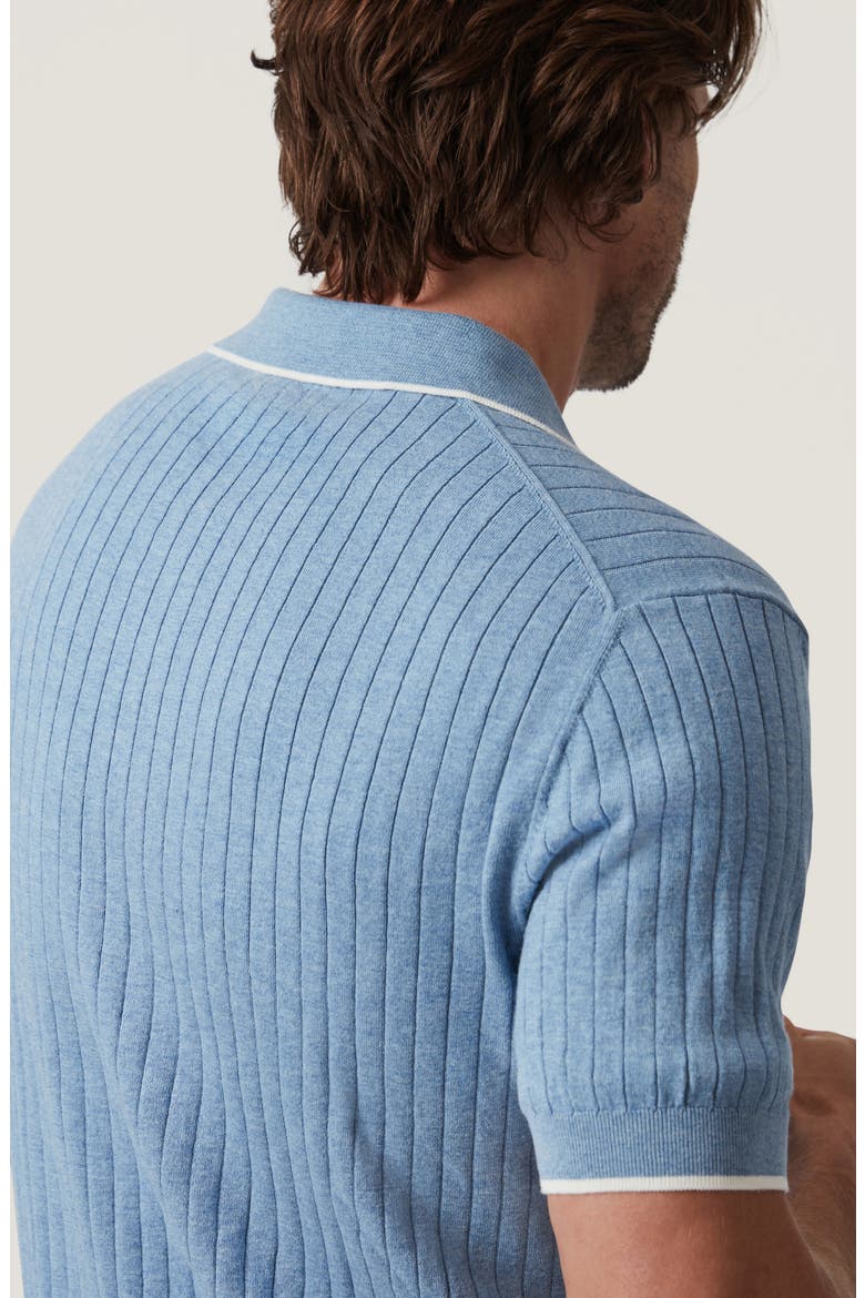 Rib Short Sleeve Polo Sweater, Alternate, color, BLUE