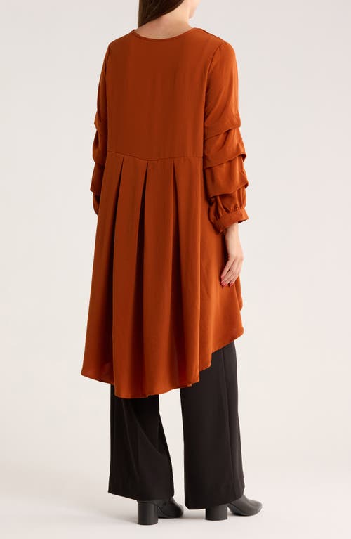 Patrizia Luca Tiered Sleeve High-low Tunic In Brown
