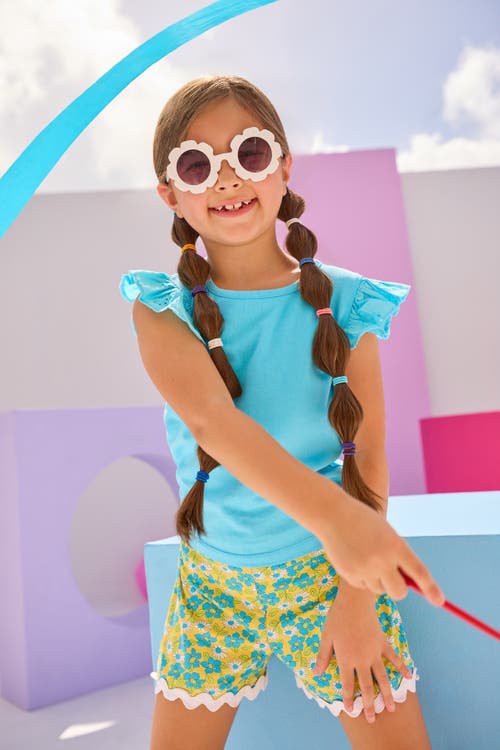 Bisby Kids' Knit Eyelet Tank In Aqua