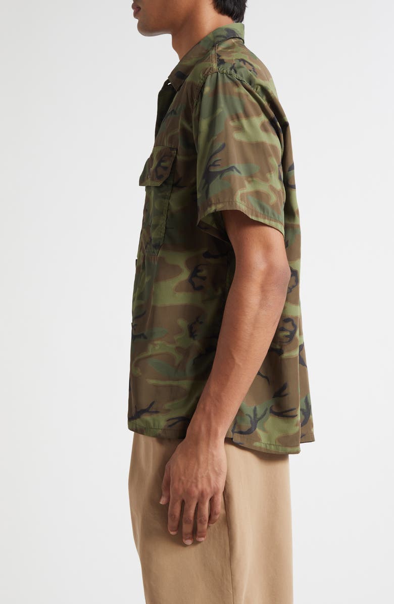 BEAMS Mesh Camo Jacquard Camp Shirt, Alternate, color, Camo Erdl Camo