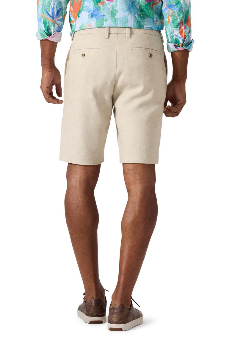 Lahaina Bay Flat Front Linen Blend Shorts, Alternate, color, STONE KHAKI