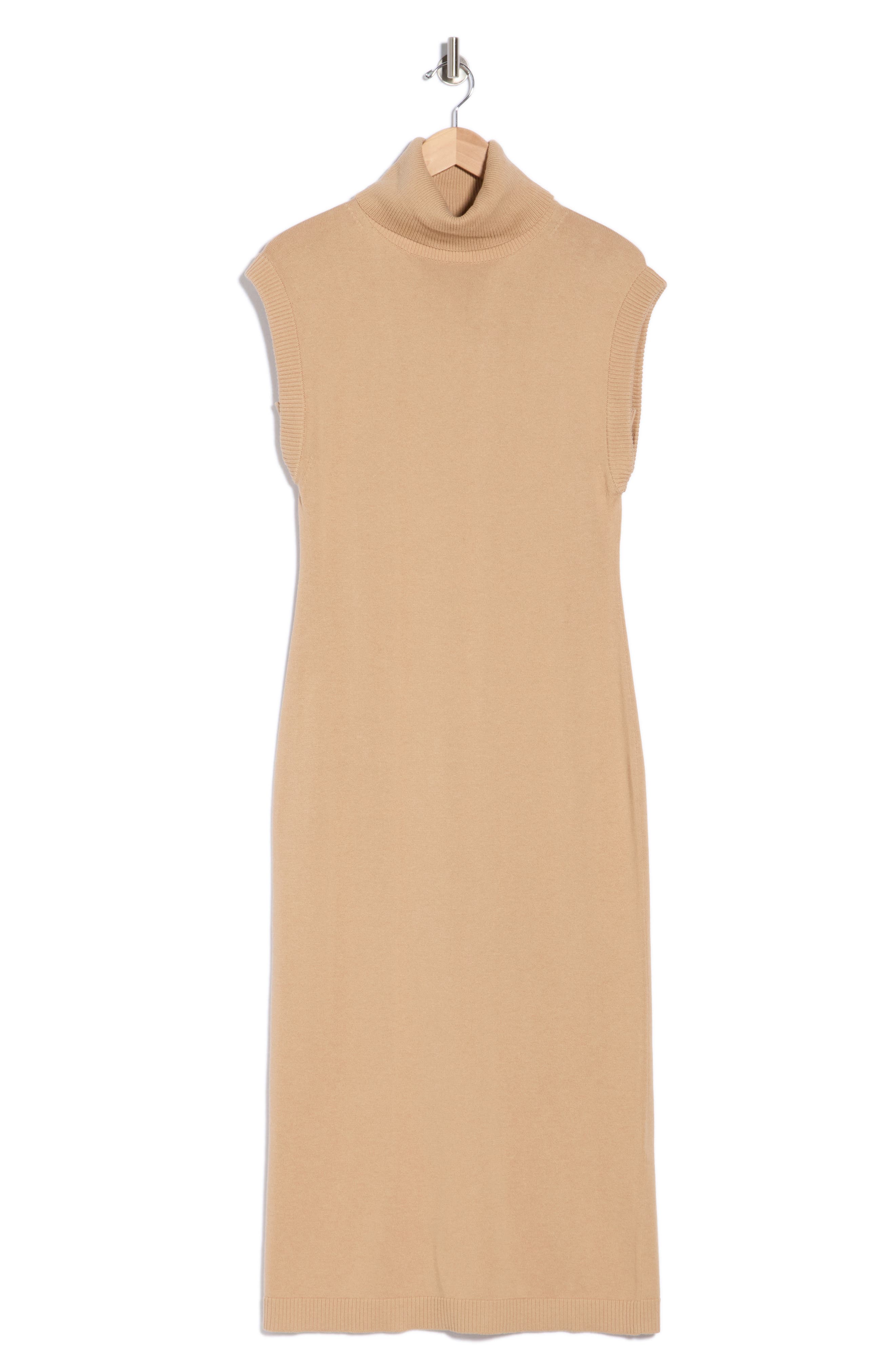 Sleeveless Cotton & Cashmere Turtleneck Midi Dress