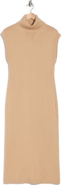 Simkhai Sleeveless Cotton & Cashmere Turtleneck Midi Dress