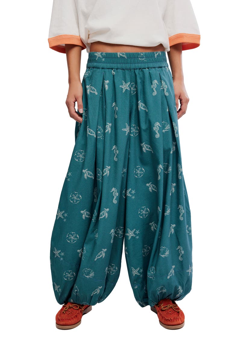 Moonflowr Cotton Blend Balloon Pants, Main, color, UNDER THE SEA