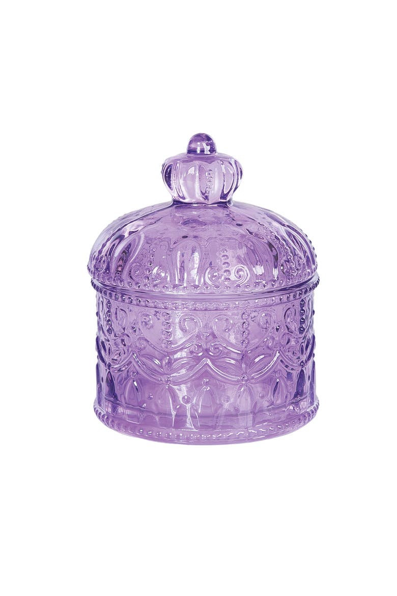 Lavender Decorative Glass Keepsake Container Box 4.33", Main, color, Purple