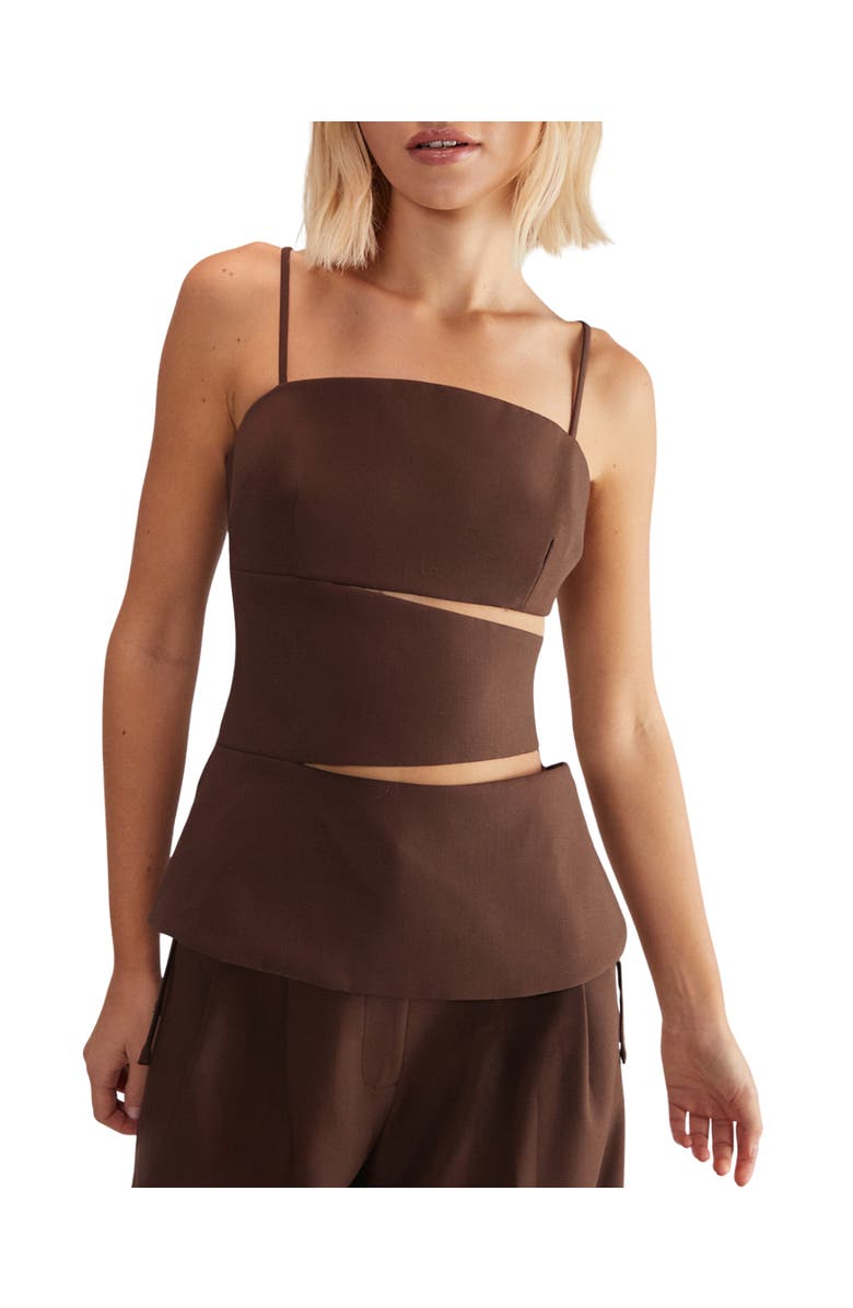 NASTY GAL Premium Tailored Cut Out Longline Top, Alternate, color, Choc Brown