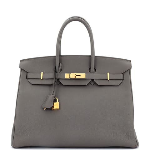 Birkin Handbag Grey Togo with Gold Hardware 35