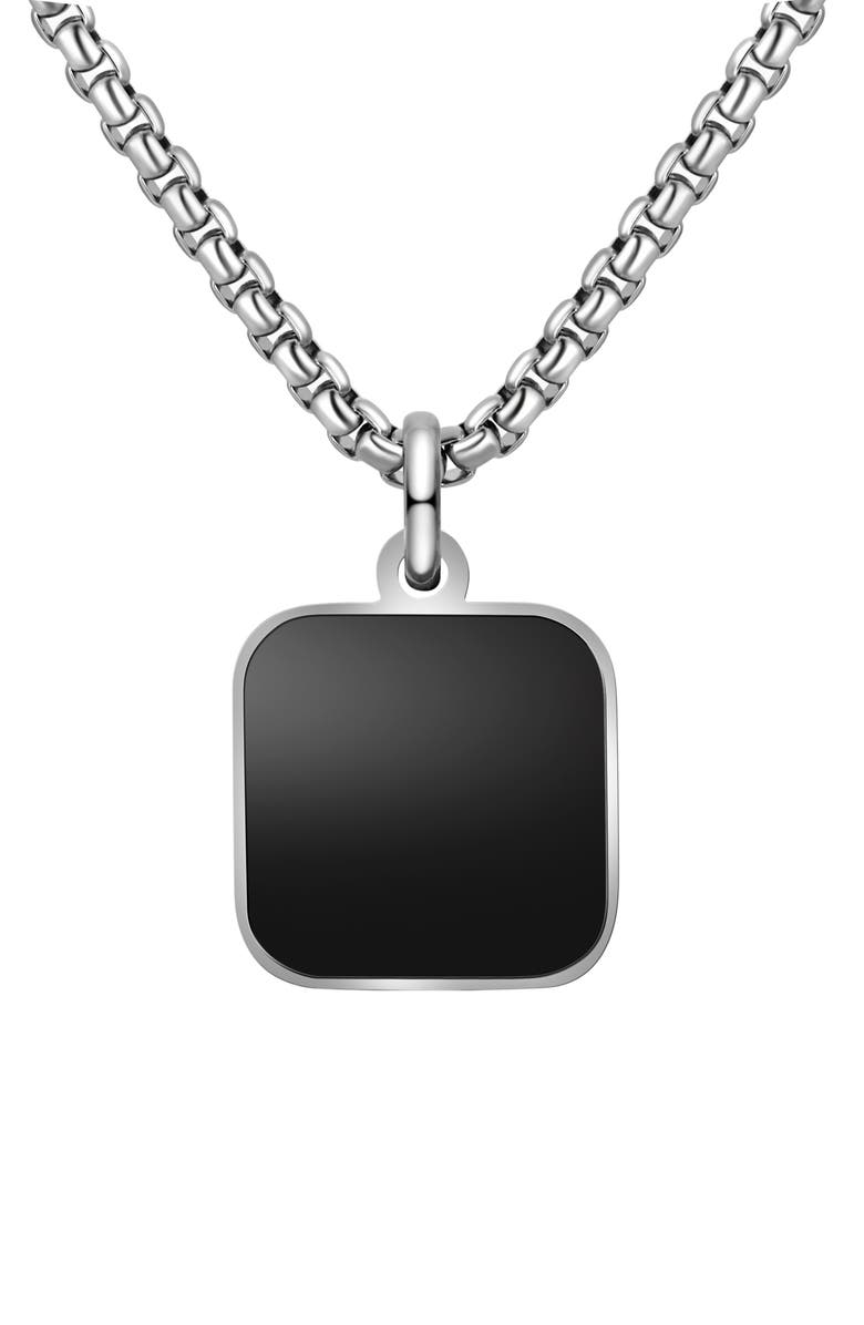 EDFORCE Men's Square Agate Pendant Necklace, Main, color, Black