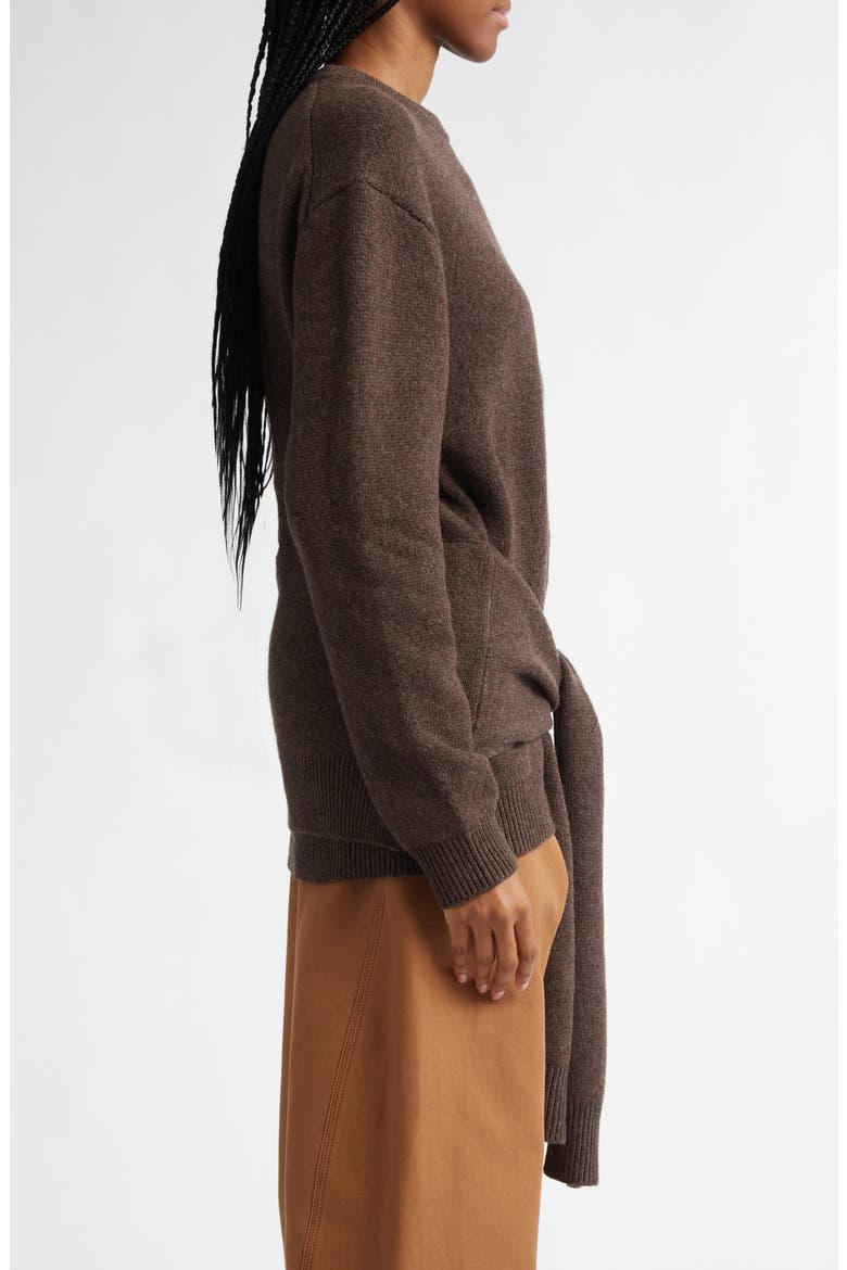 Tie Hem Crewneck Sweater, Alternate, color, SMOKE