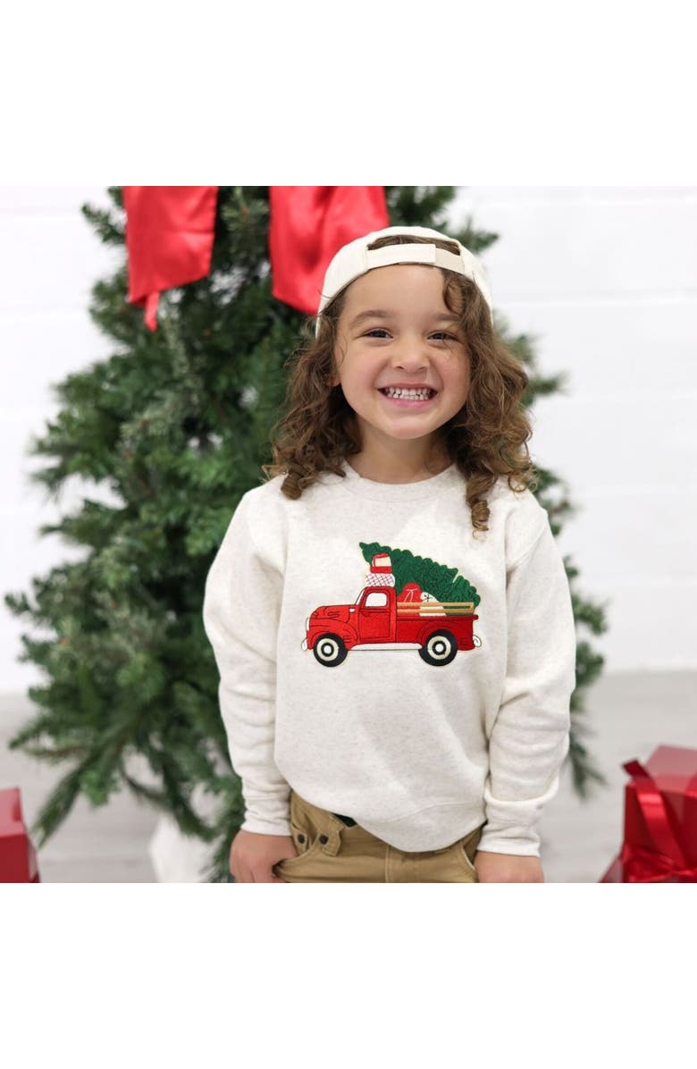 Sweet Wink Christmas Truck Patch Sweatshirt, Alternate, color, Natural