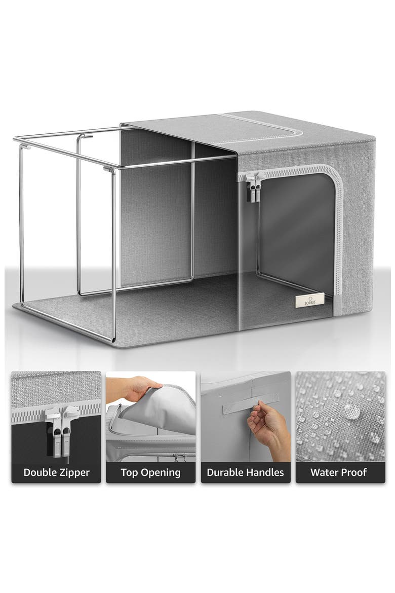 6-Pack Medium Foldable Storage Bins, Alternate, color, GRAY