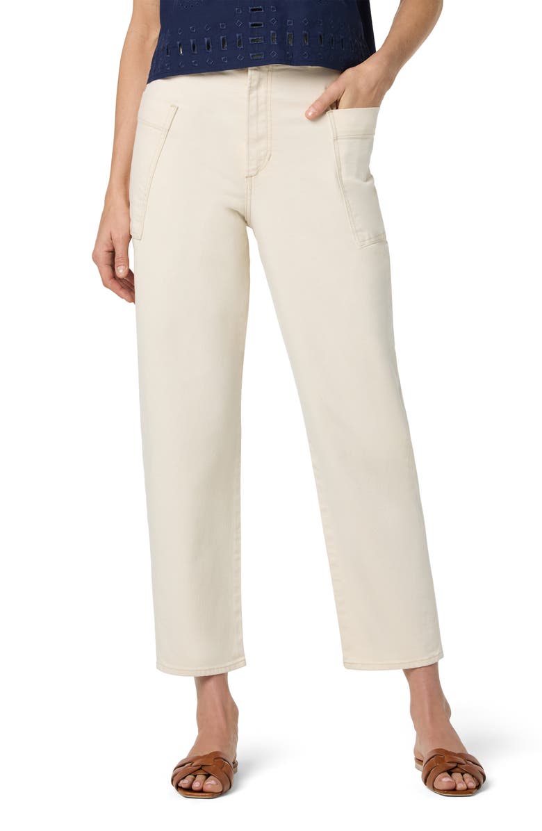 Joe's Patch Pocket High Waist Ankle Barrel Leg Jeans, Main, color, Ecru