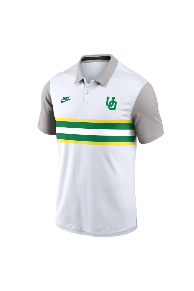Men's Nike White/Gray Oregon Ducks Athletic Prep Legacy Logo Vapor Performance Polo, Alternate, color, White