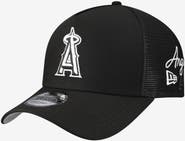 New Era Men's New Era Black Los Angeles Angels Side Script 9FORTY A-Frame Trucker Adjustable Hat