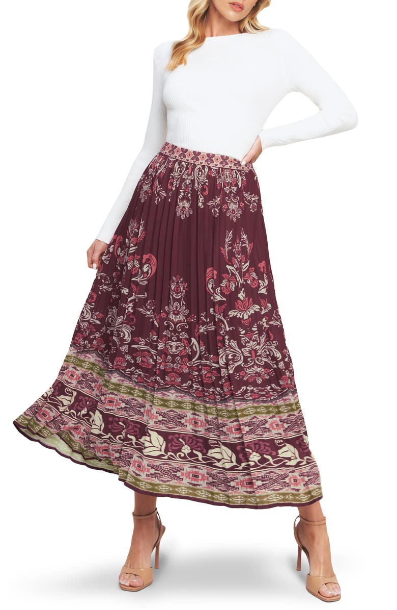 FLYING TOMATO Pleated Midi Skirt, Alternate, color, 