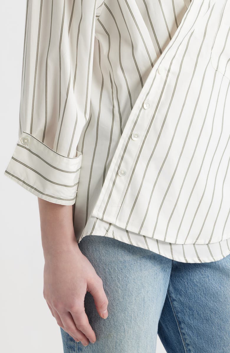 CISSA Asymmetric Stripe Wrap Shirt, Alternate, color, Fray Stripe