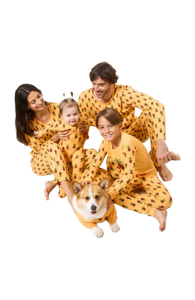 Leveret Two-Piece Cotton Printed Matching Family Pajamas, Playful Graphics, Alternate, color, Pineapple