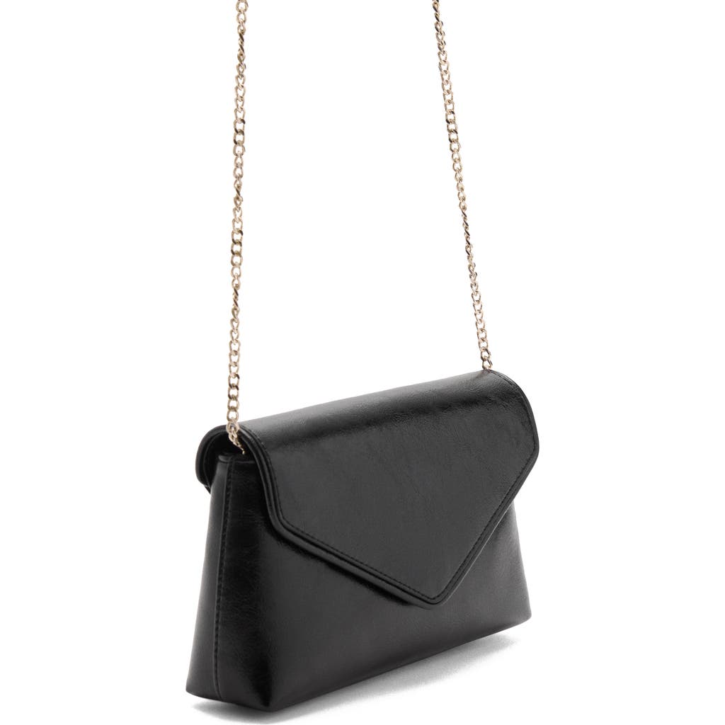 Mango Envelope Flap Faux Leather Clutch In Black