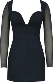 HOUSE OF CB Angelie Long Sleeve Stretch Crepe Cocktail Minidress