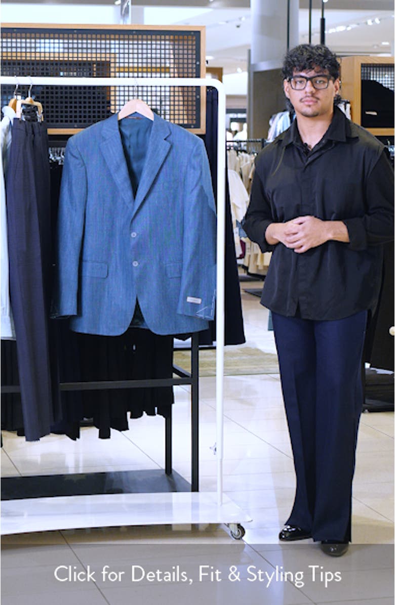 Siena Regular Fit Teal Mélange Wool Blend Herringbone Sport Coat, sales video thumbnail