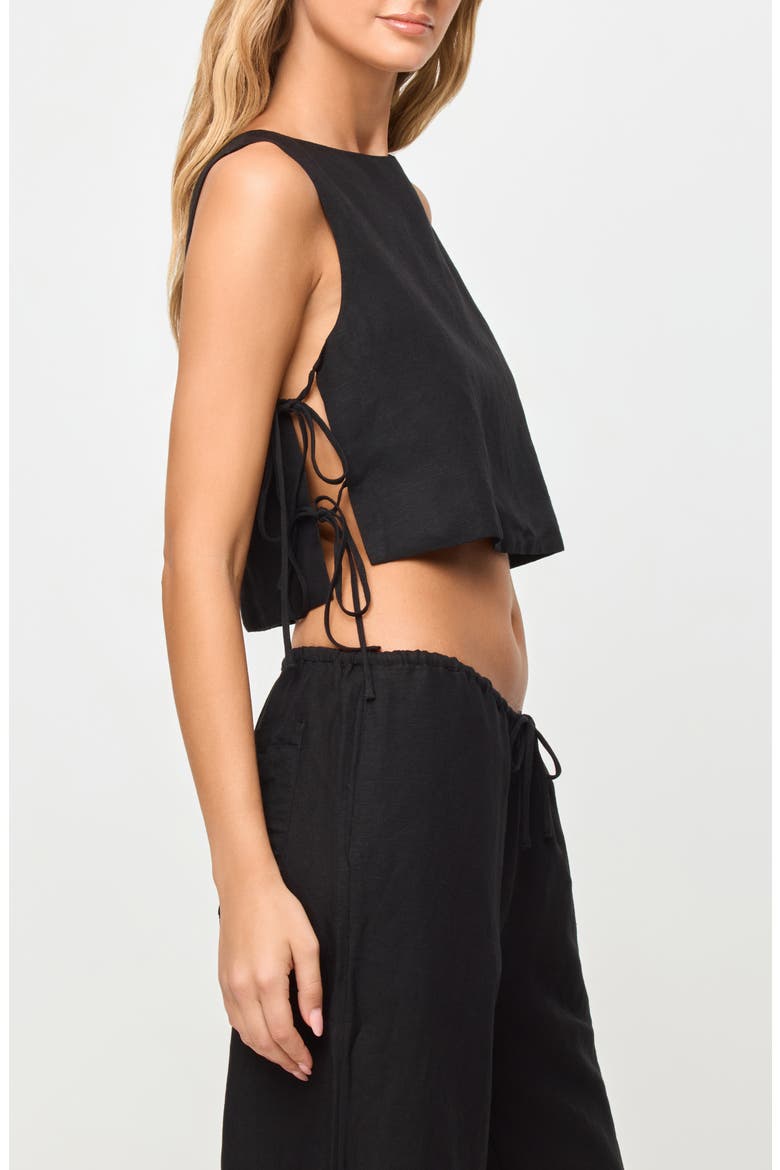 Rylee Side Tie Cover-Up Top, Alternate, color, BLACK