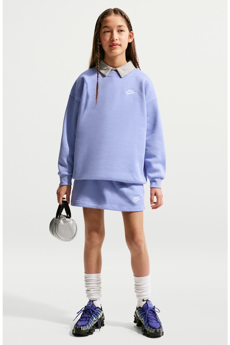 Kids' Club Fleece Oversize Crewneck Sweatshirt, Main, color, LIGHT THISTLE/ WHITE
