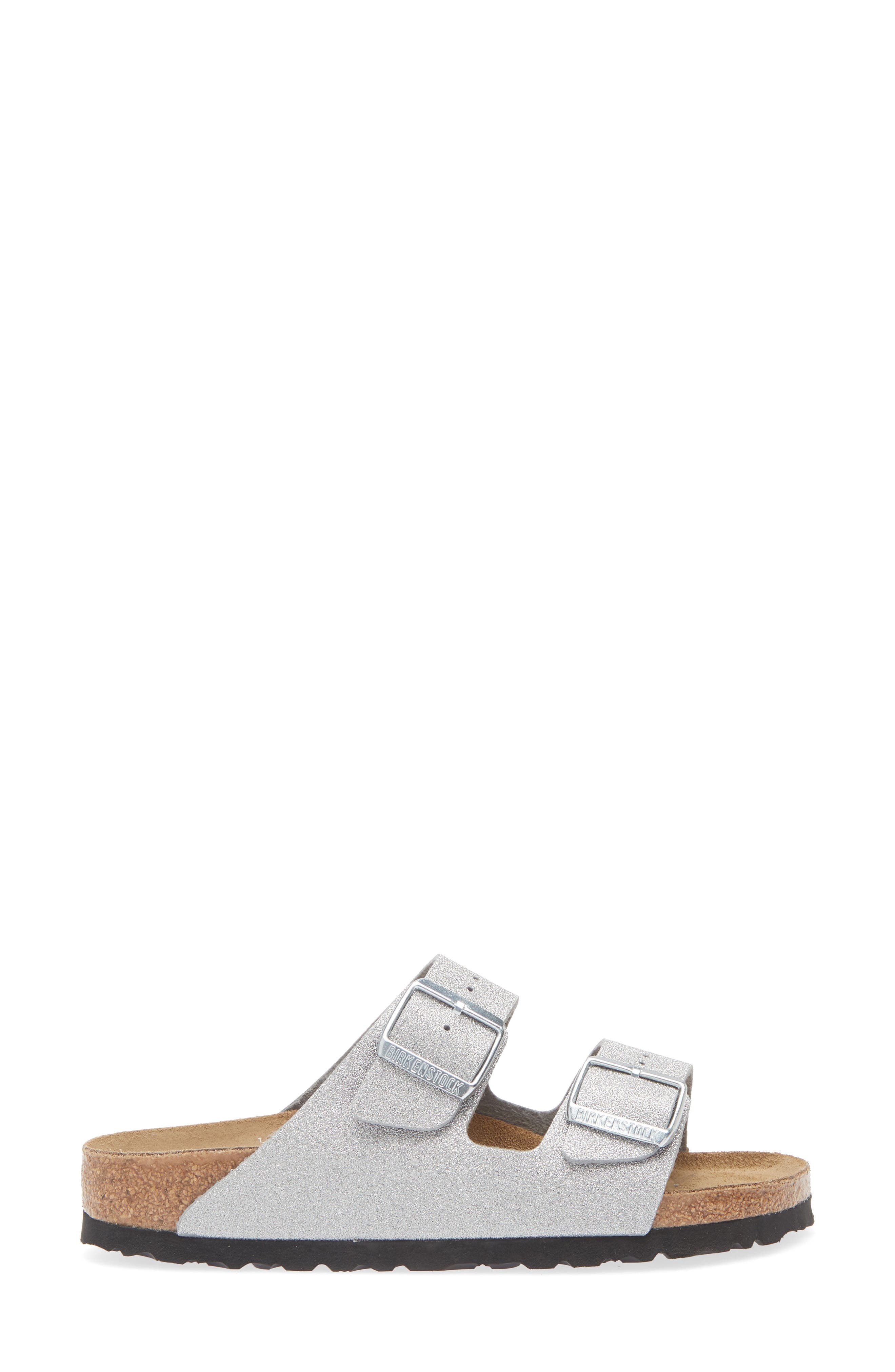 Birkenstock Arizona Slide Sandal, Alternate, color, Glitter Silver