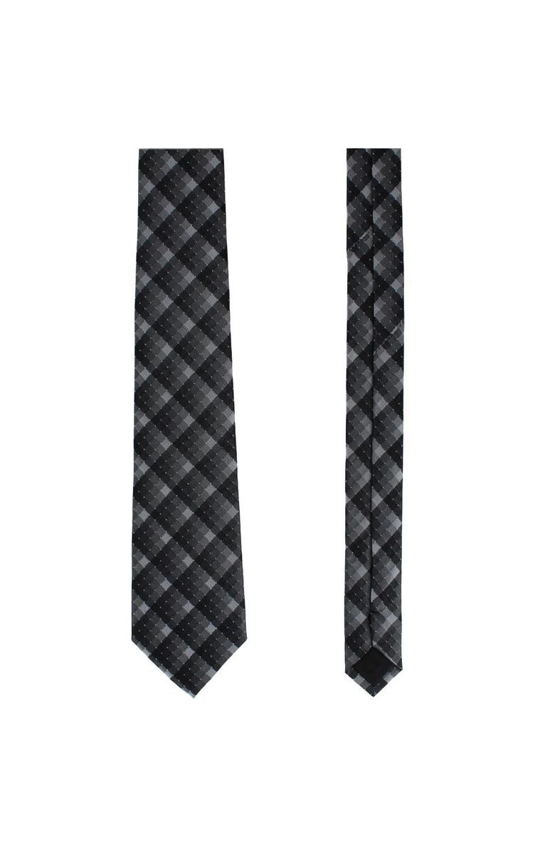 Trafalgar Falcon Grey and Silver Micro Square Business Silk Necktie, Alternate, color, Grey And Silver