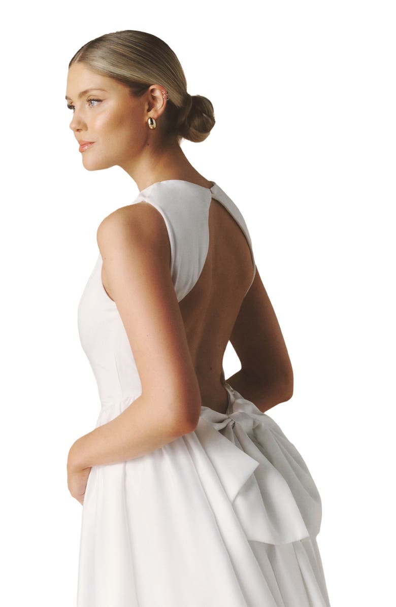 Six Stories Penelope Bow Back Midi Dress, Alternate, color, White