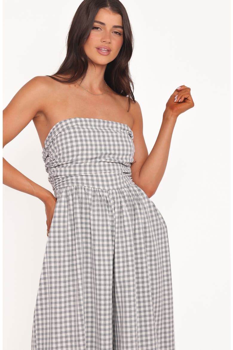 Paige Strapless Jumpsuit, Alternate, color, BLACK WHITE GINGHAM