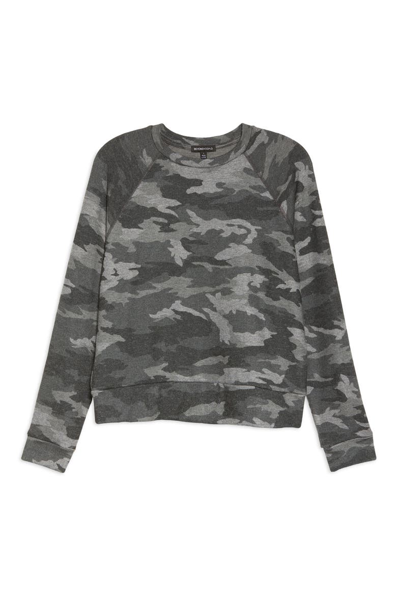 Hacci Raglan Pullover, Alternate, color, DARK GRAY BLACK CAMO
