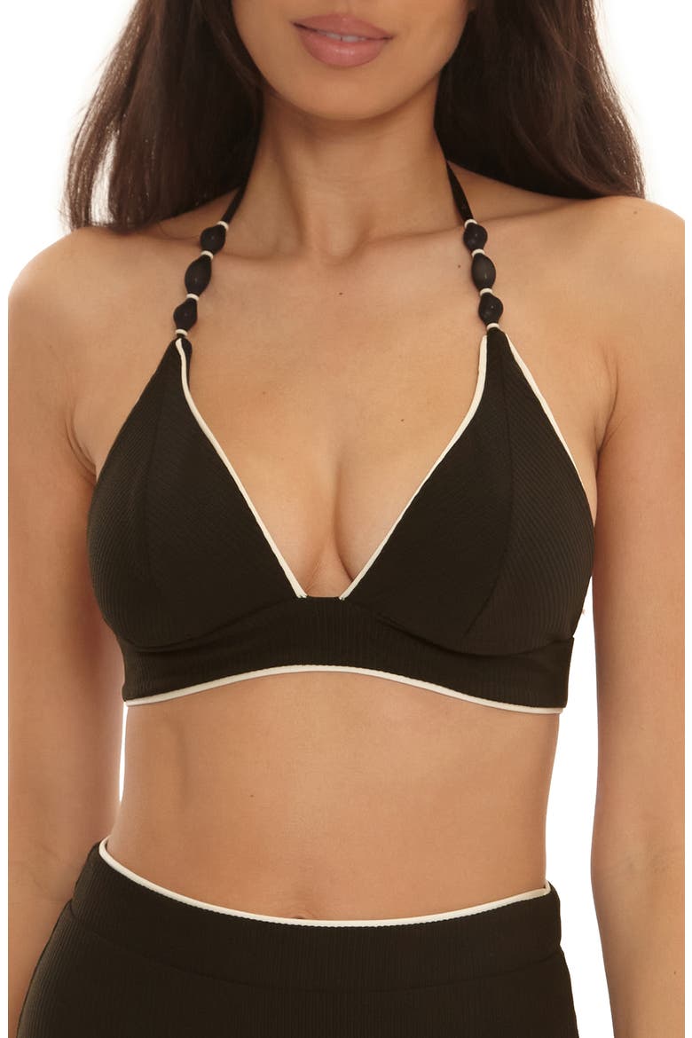 Corinth Triangle Bikini Top, Main, color, BLACK/ VANILLA
