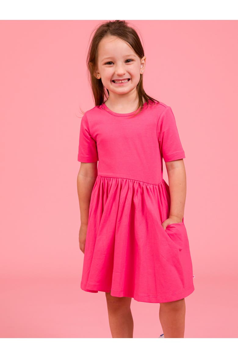 Knit Short Sleeve Twirl Dress, Alternate, color, Hot Pink