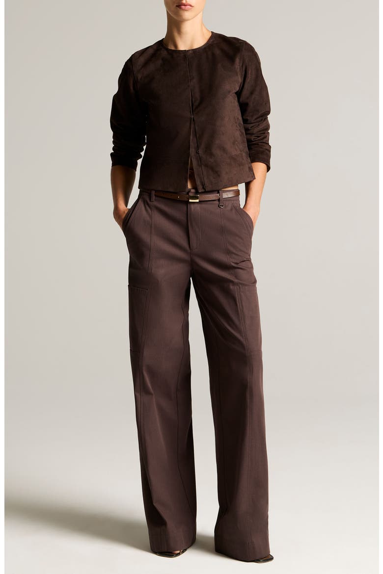 Crop Suede Jacket, Alternate, color, IRON