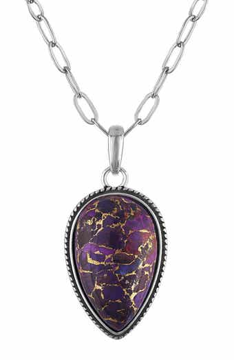 Teardrop Pendant Paperclip Chain Necklace