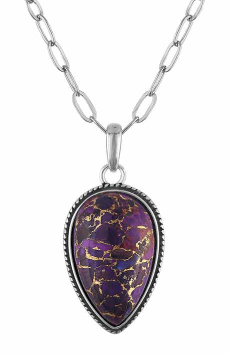 Teardrop Pendant Paperclip Chain Necklace