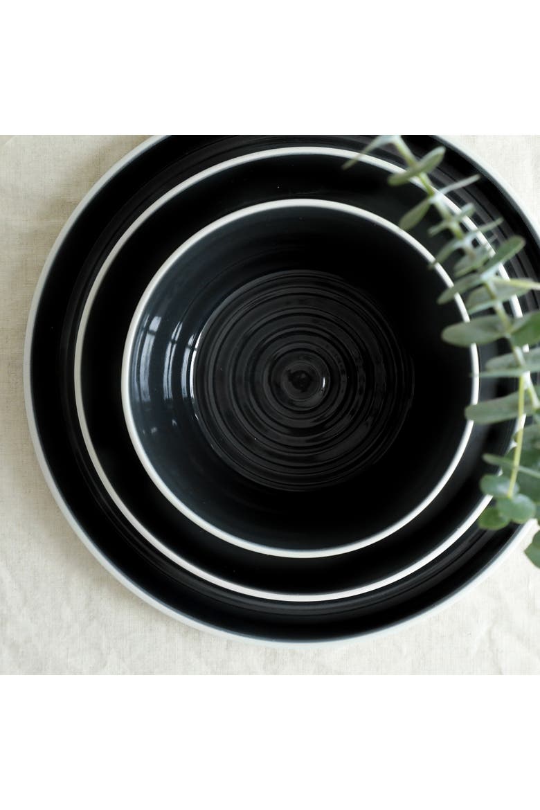 Elica Stoneware 24-Piece Dinnerware Set, Alternate, color, Black and Beige