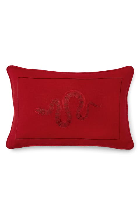 Embroidered Snake Accent Pillow