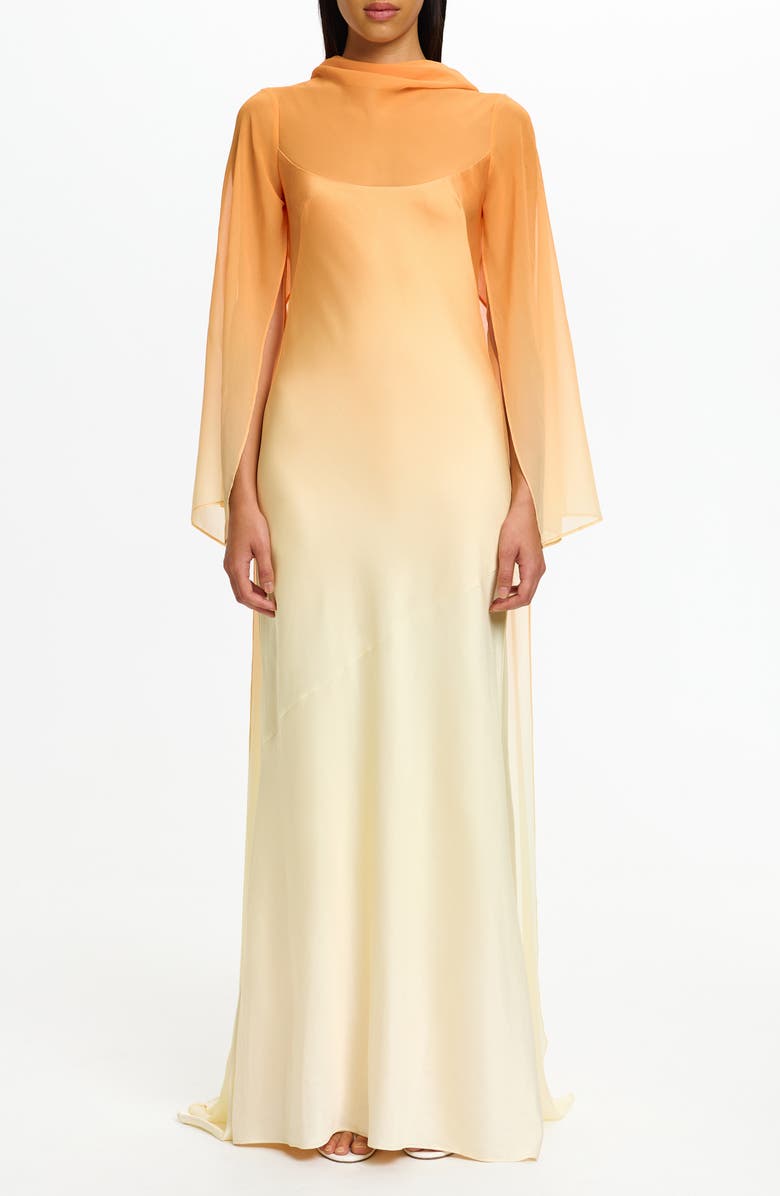 Significant Other Devlyn Ombré Long Sleeve Gown, Main, color, Solar Flare