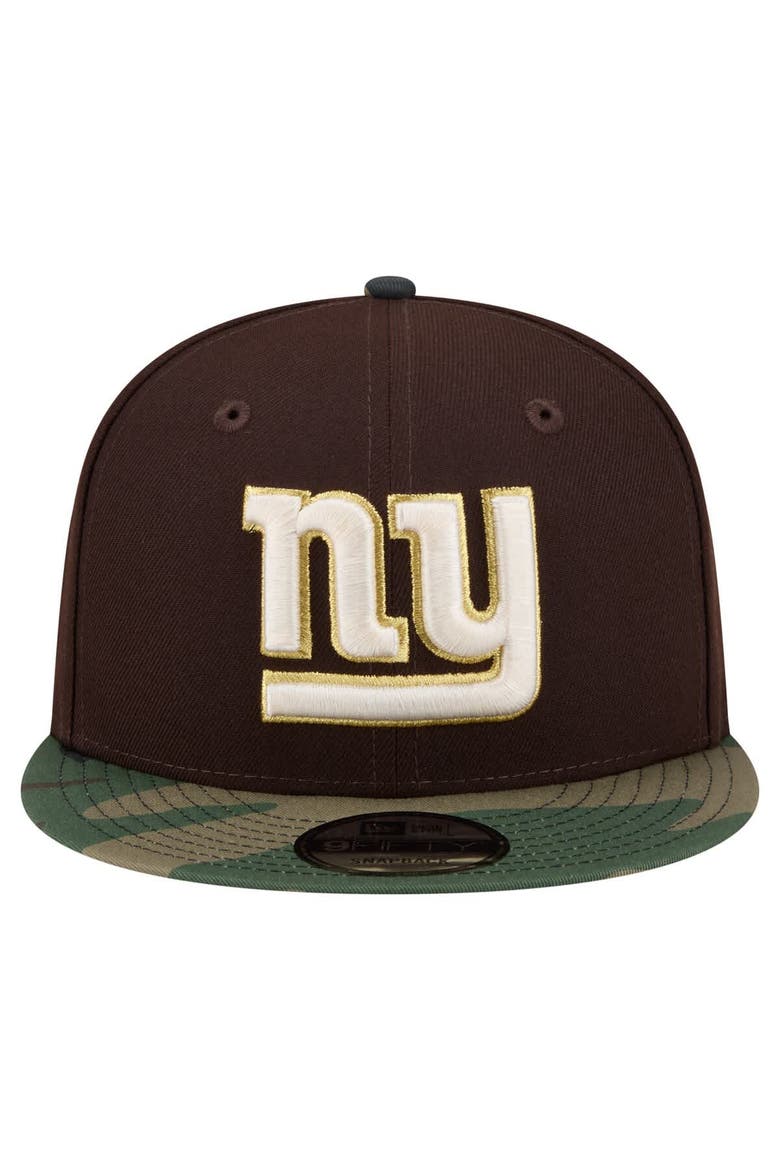 Men's New Era  Dark Brown New York Giants Burnt Wood Camo 9FIFTY Snapback Hat, Alternate, color, Dark Brown