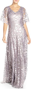 Donna Morgan 'Camilla' Sequin Flutter Sleeve Gown