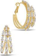 EYE CANDY LOS ANGELES Baguette Cubic Zirconia Hoop Earrings
