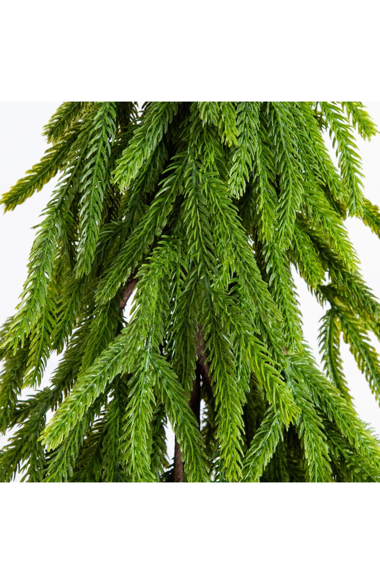 NEARLY NATURAL 20-in Artificial Real Touch Down Swept Norfolk Island Pine in Christmas Tin Metal Planter with Natural Look, Alternate, color, Green/White