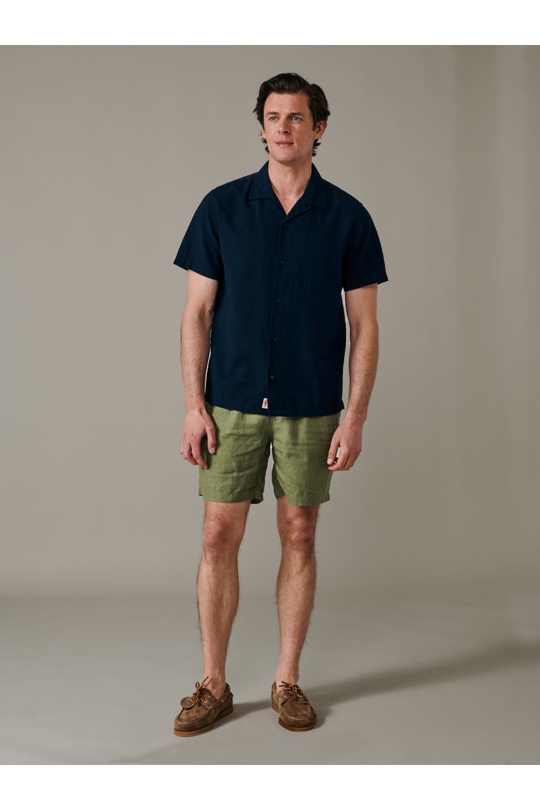 Seersucker Linen Short Sleeve Shirt, Alternate, color, Navy
