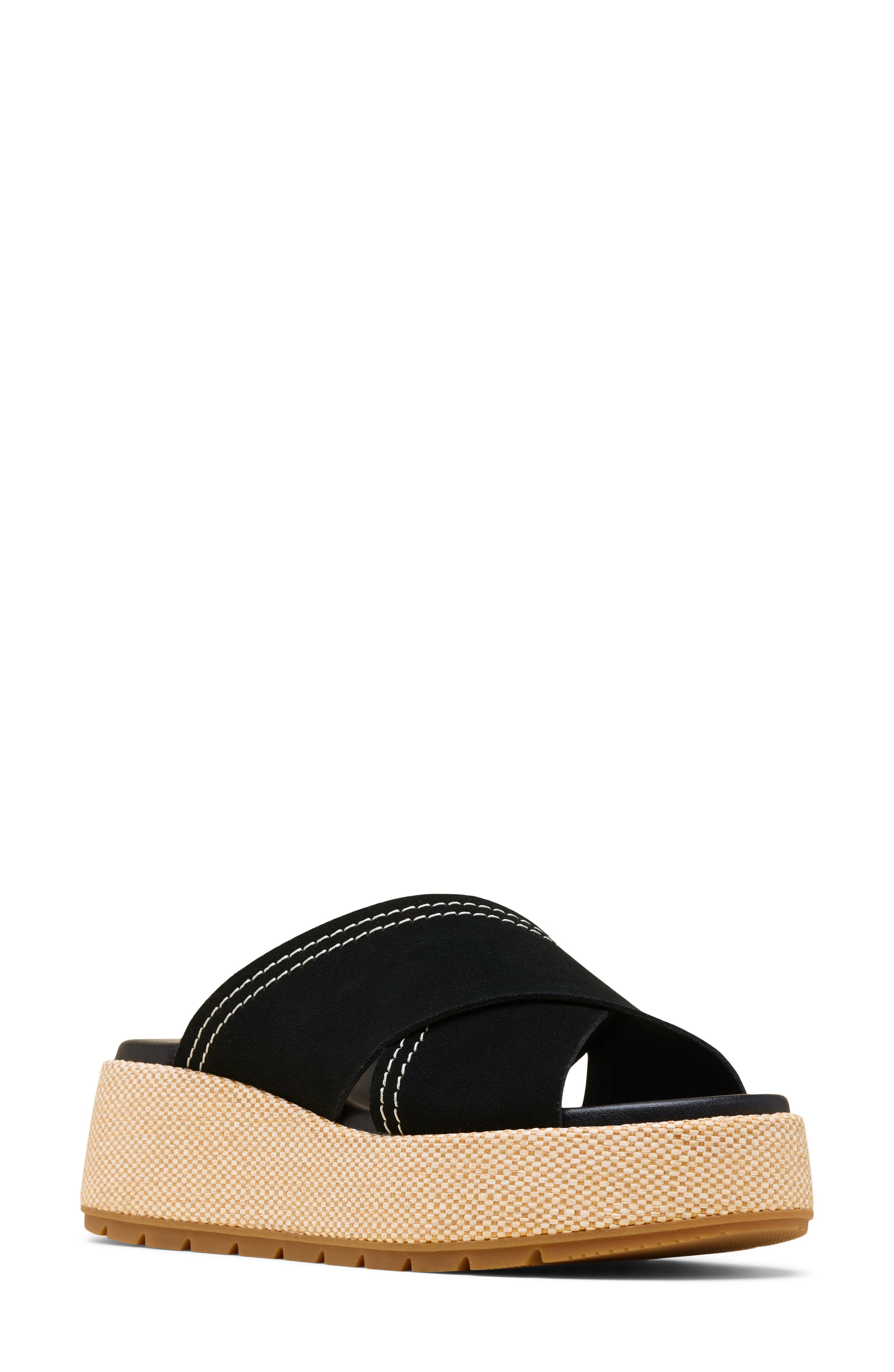 SOREL Sunpeak Platform Slide Sandal, Main, color, Black/ Gum 2