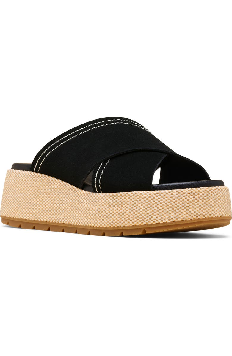SOREL Sunpeak Platform Slide Sandal, Main, color, Black/ Gum 2