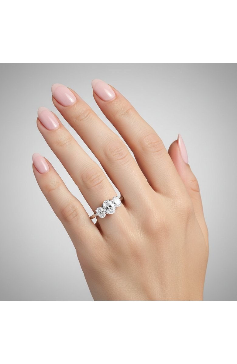 LuvMyJewelry Delila 14K Gold Oval Cut Lab Grown Diamond Trinity Ring - 2 ct, Alternate, color, 14K White Gold